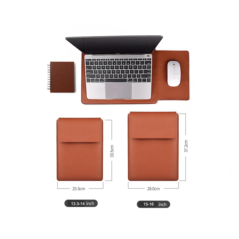 Versatile Waterproof Leather Laptop Sleeve with Built-in Stand