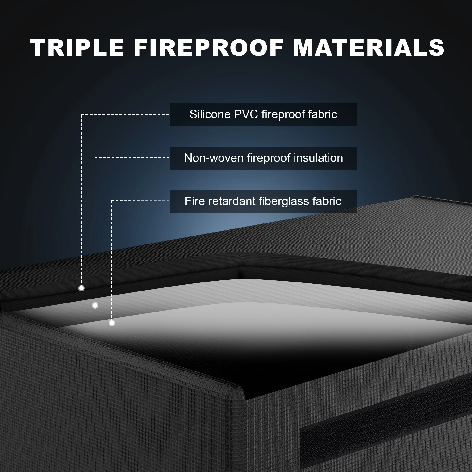 대형 방화 문서 가방 56*23*24cm 방수 보관 화재 안전 가방 방화 폴더 금고 현금 귀중품 여권용