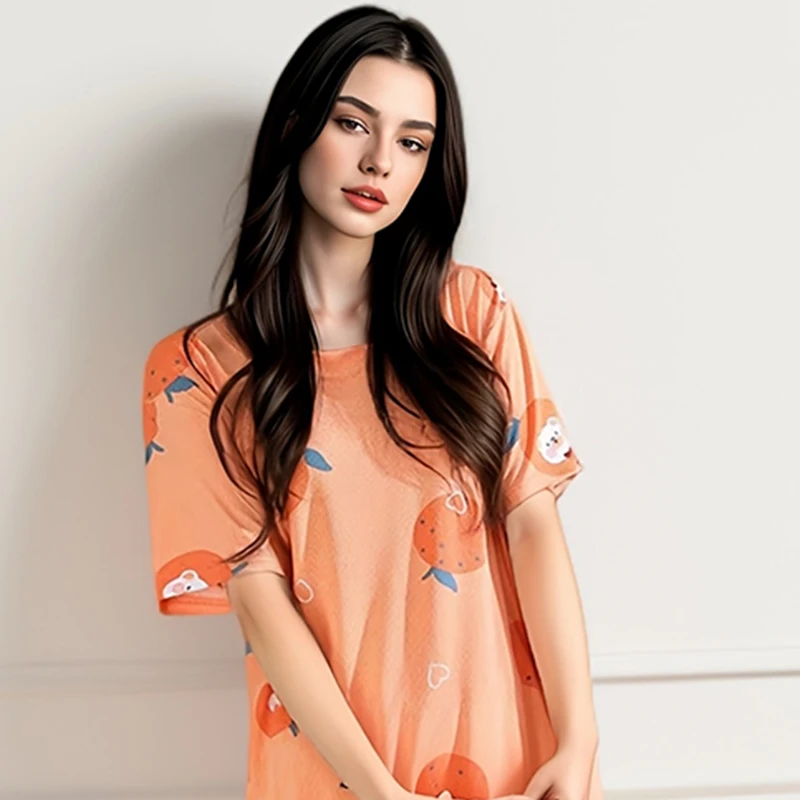 Home Wear Pajamas Short Sleeve Top Two-piece Set Straight Shorts Cartoon Print Comfortable Casual Women Trend Clothes Thin New