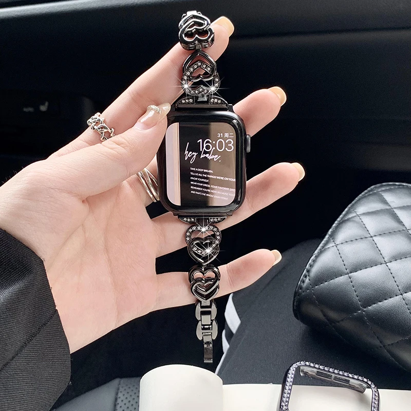 Elegant Diamond Metal Bracelet for Apple Watch - Women's Jewelry Strap