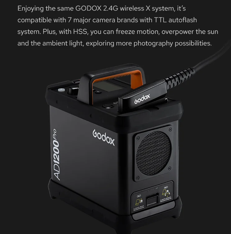 Godox 야외 플래시 스트로브 모노라이트 배터리 구동 플래시, 모델링 조명, AD1200Pro AD1200 Pro 1200Ws, 2.4G TTL 1/8000 HSS, 40W
