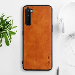 Luxurious Vintage Leather Phone Case for OnePlus Nord - Business Style Elegant Cover (Orange)