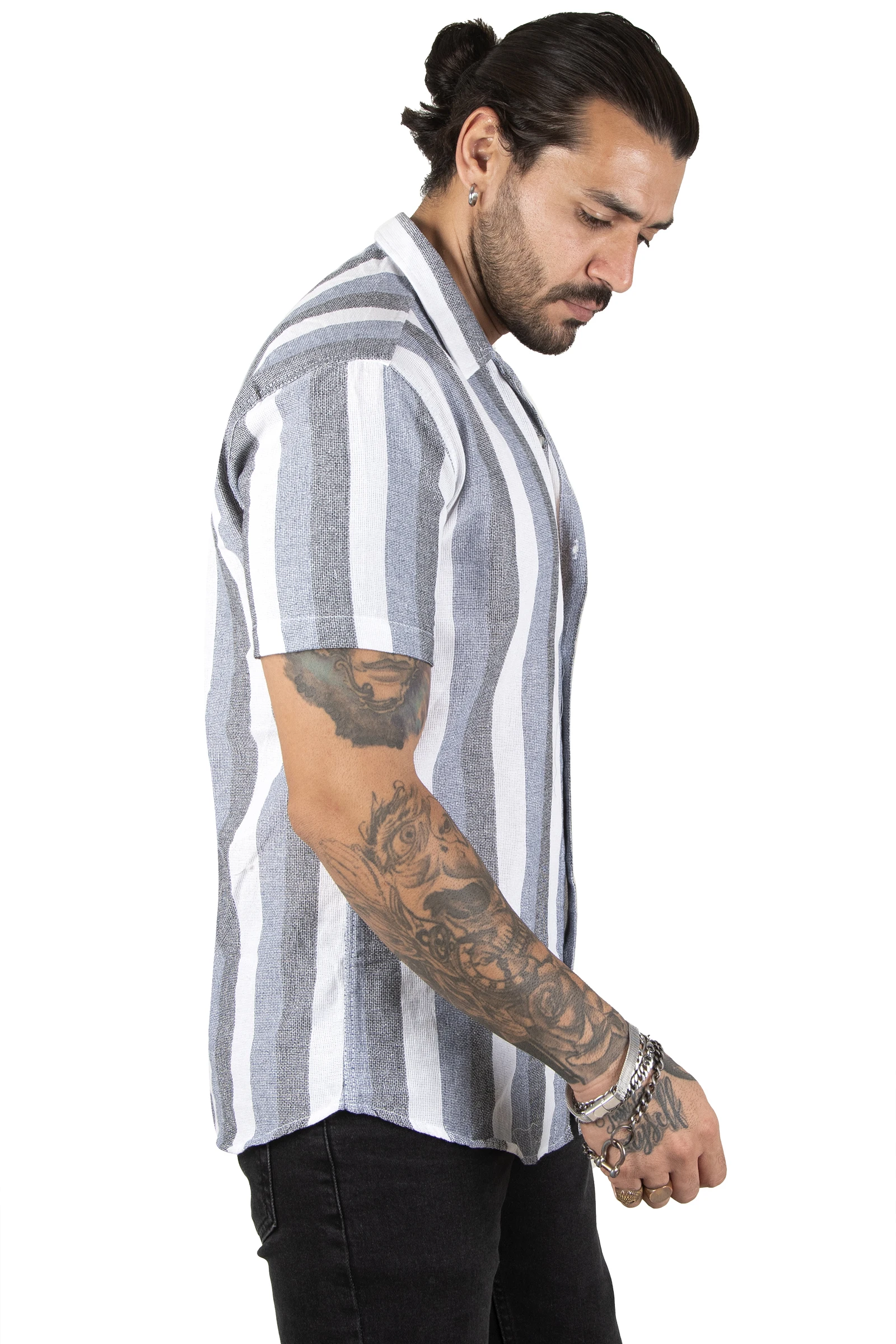 DeepSEA Striped Short-Sleeve Linen Men Shirt 2201918