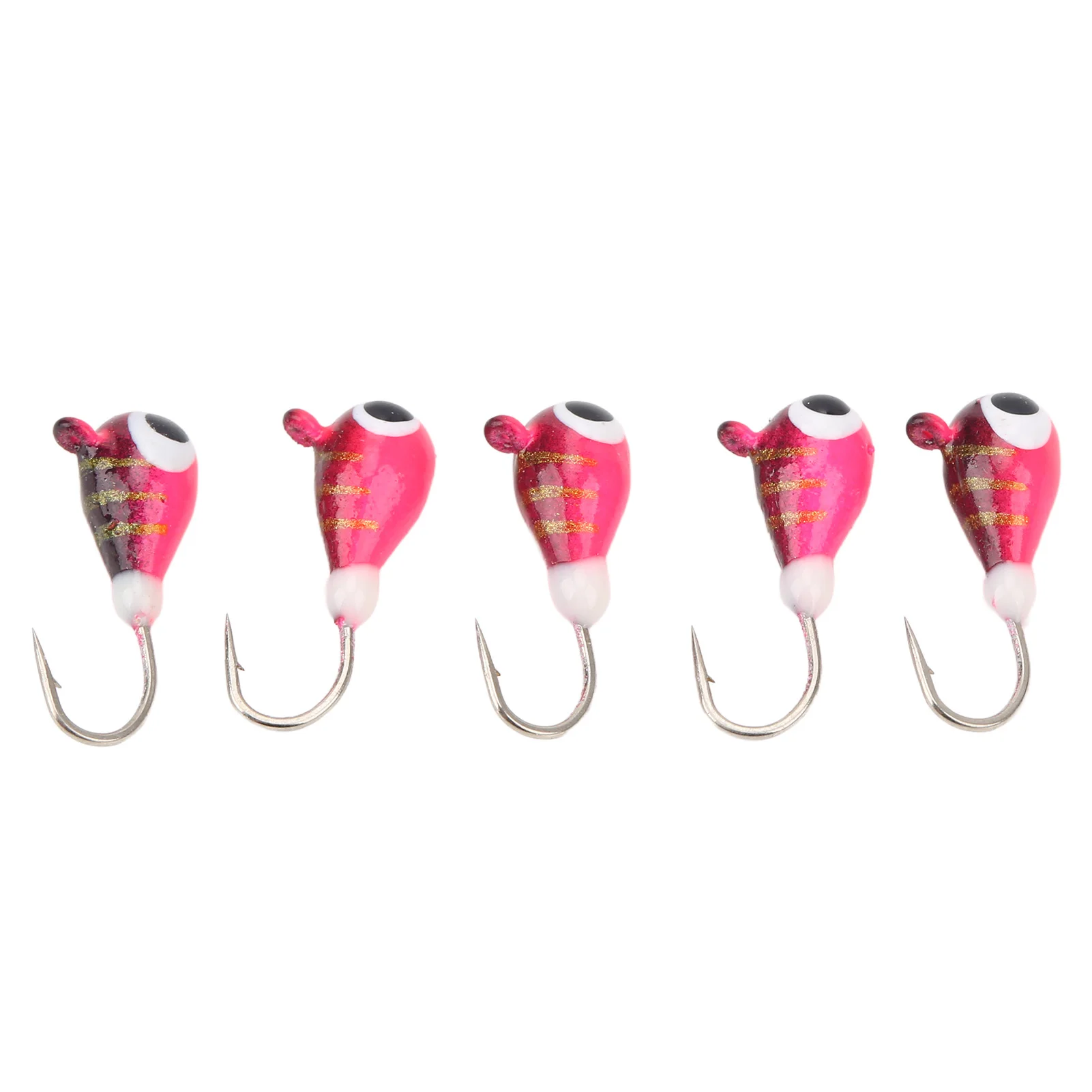 5Pcs Ice Fishing Jigs, 4MM High Carbon Steel Micro Bass Hooks for