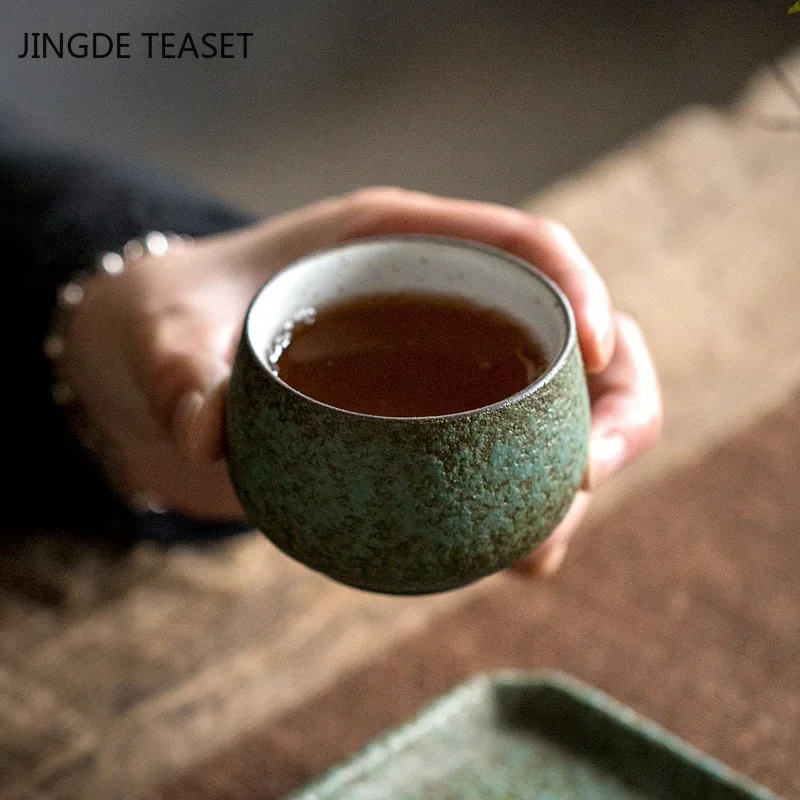 Tea Cup Insulated Tea Cup 2 pcs/lot Japanese-style Ceramic Teacup Handmade Tea Bowl Tea ceremony Accessories