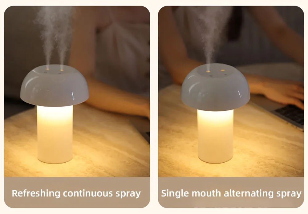 Mushroom Table Lamp Humidifier USB Charging Dimming Night Light Aromatherapy Machine Room Sprayer Atmosphere Light Bedside Lamp