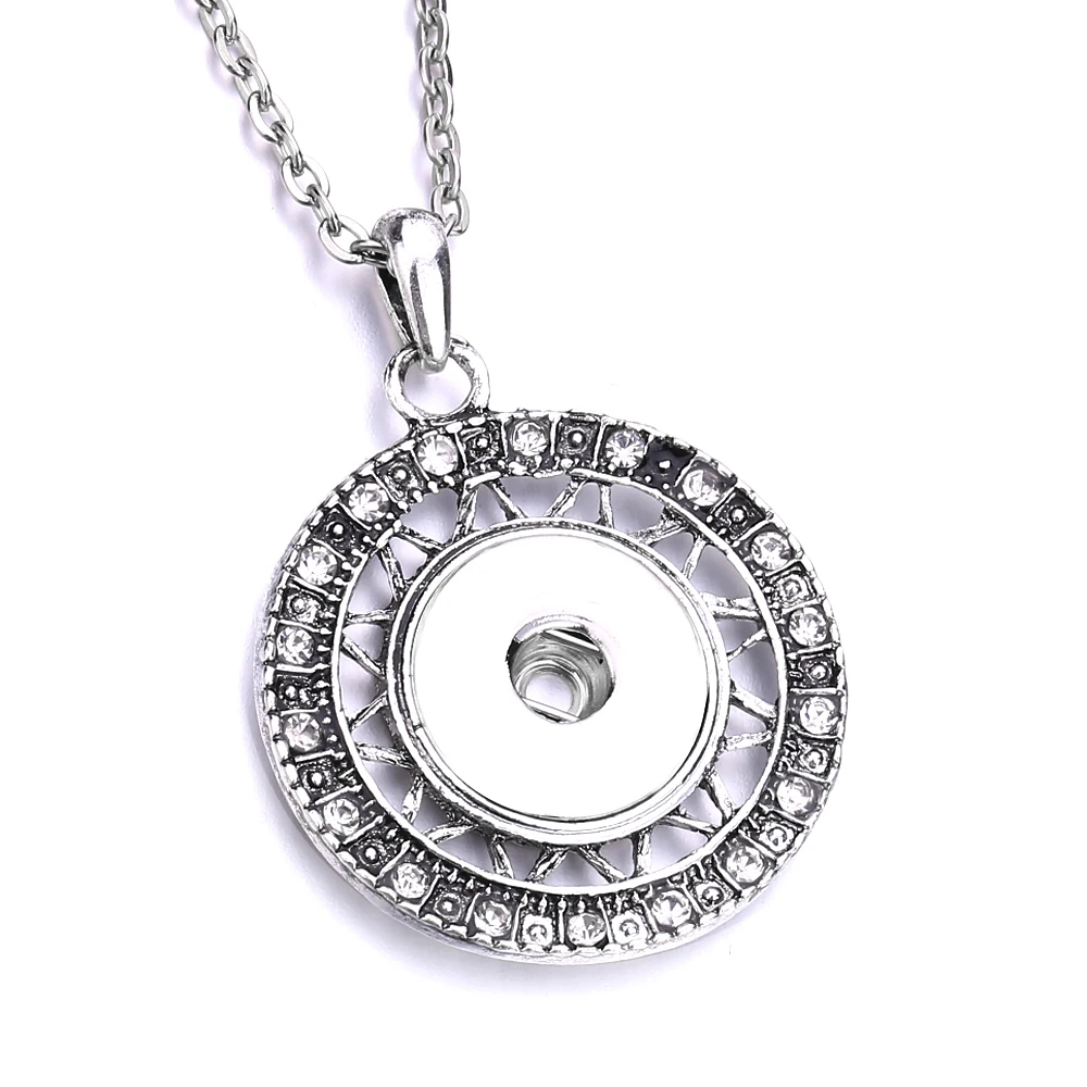 10pcs Retro Owl Leaf Flower Snap Button Necklace Jewelry Vintage Metal 18mm 20mm Snap Button Pendant Necklace