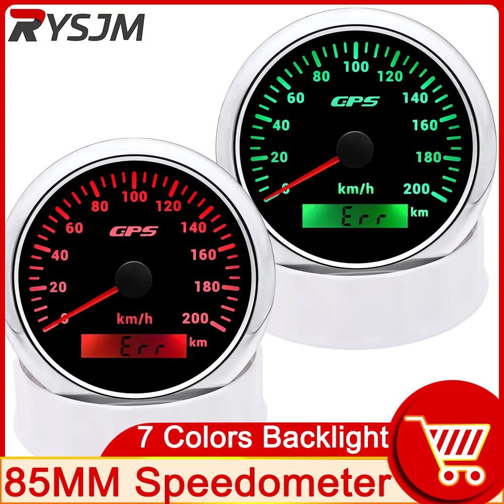 7 Color Backlight 85mm Gps Speedometer For Motorcycle Marine Boat Car Truck 30 200 Km/h Speed