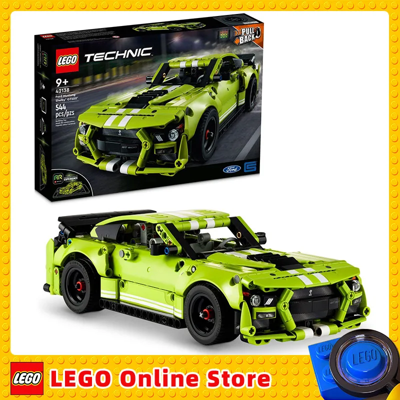 Конструктор LEGO Technic Ford Mustang Shelby GT500 42138, набор для сборки моделей, Тяговая гонка, игрушечный автомобиль с приложением AR Play, подарок (544 шт.)