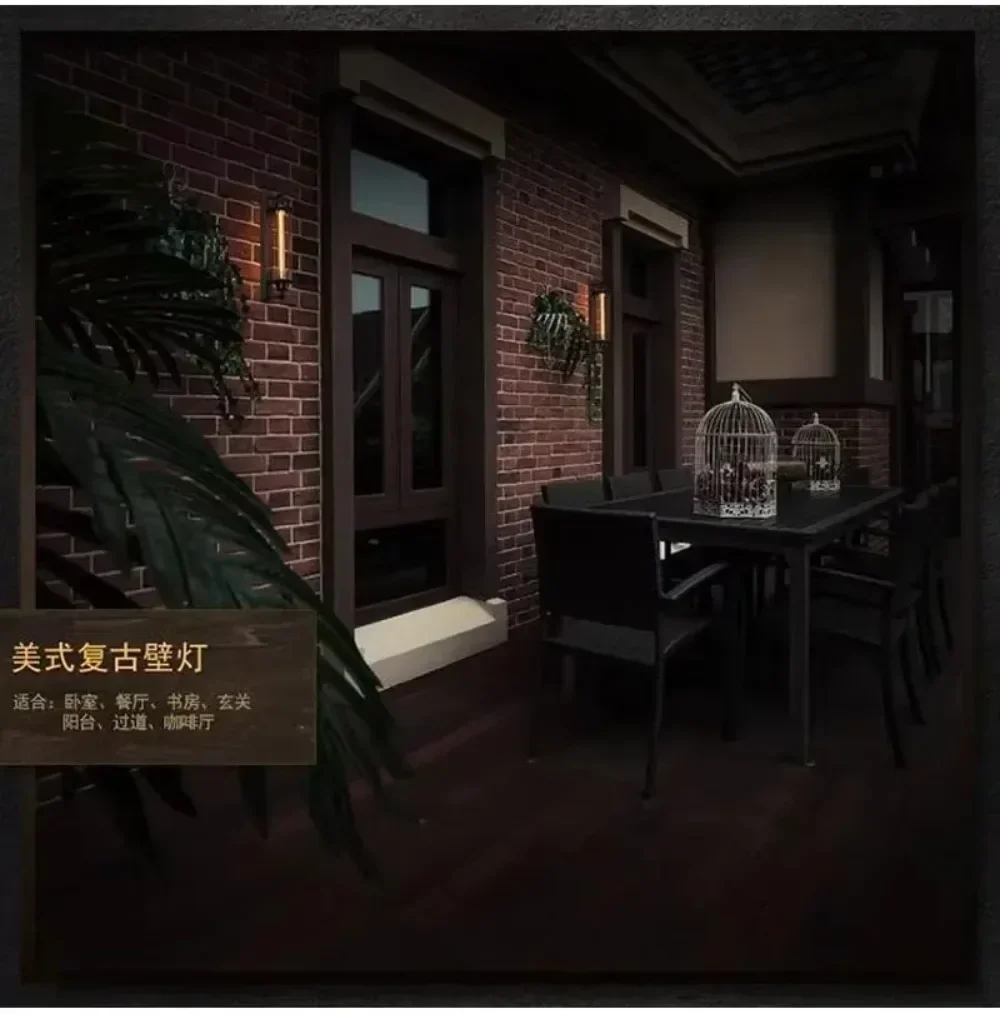 Antique Grow Flute Wall Lamp Wrought Iron American Industrial Style Retro Restaurant Corridor Aisle Lighting Wall Lamp Decor Joy