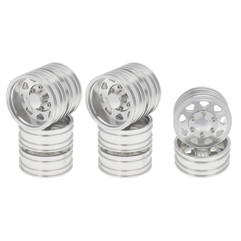 

6Pcs Metal Front And Rear Wheel Hub Wheel Rim Set For 1/14 Tamiya RC Trailer Tractor Truck Car Upgrade Parts