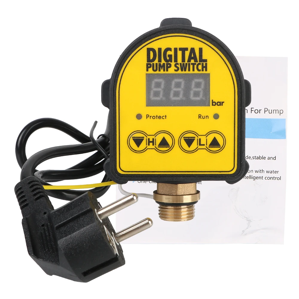 Digital Automatic Pressure Controller Switch for Air and Water Pumps, 220V, 0-10 Bar, 1/2'' Interface