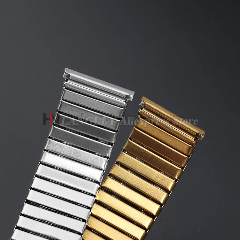 Elegant Stainless Steel Stretch Watch Band - Silver & Gold - Unisex Sport Bracelet Strap