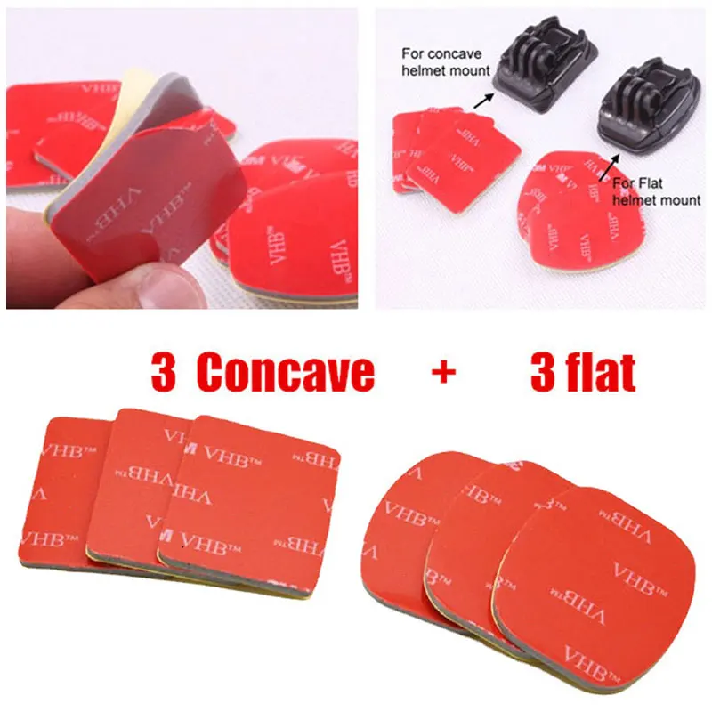 6pcs VHB Double Sided Adhesive Sticker For GoPro Hero 12 11 10 9 Camera Flat Curved Surface Base Mount Sticky Pads Accessories