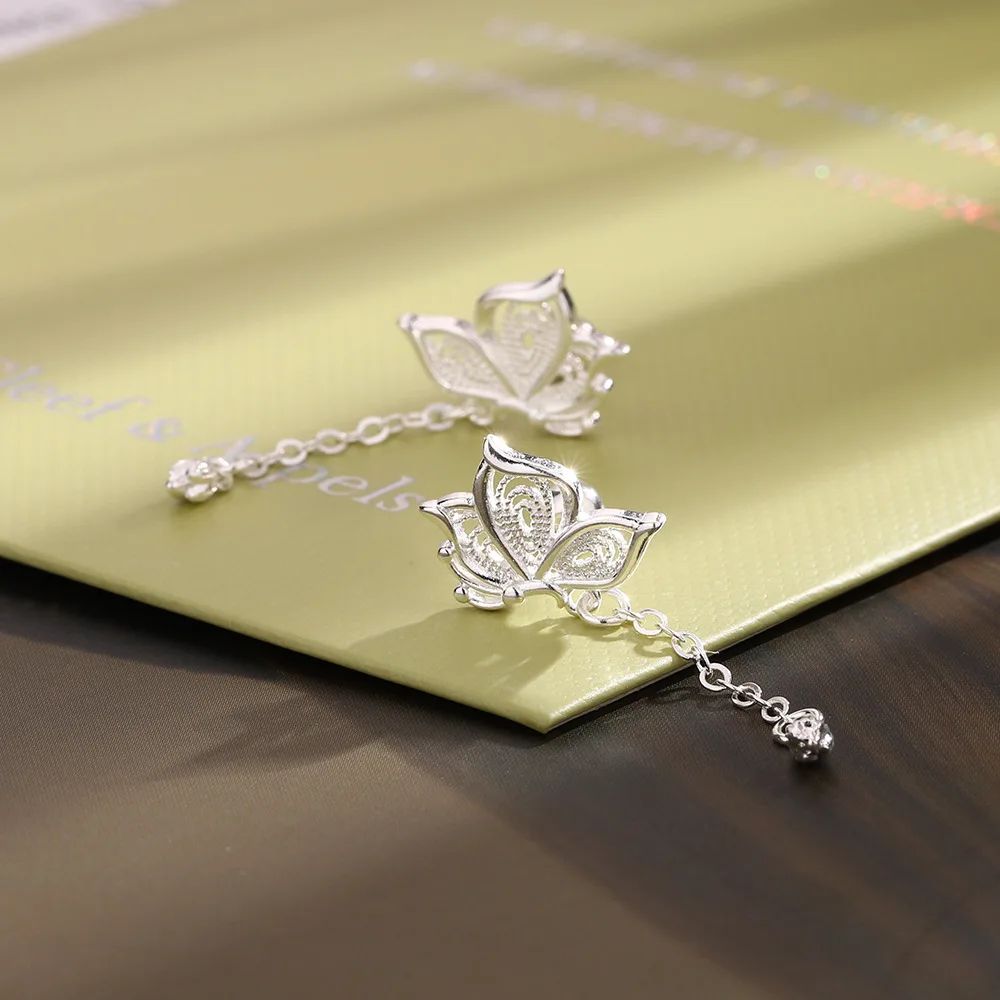 925 Sterling Silver Hollow Butterfly Stud Earrings For Women Luxury Designer Jewelry Wholesale Accessories Prevent Allergies