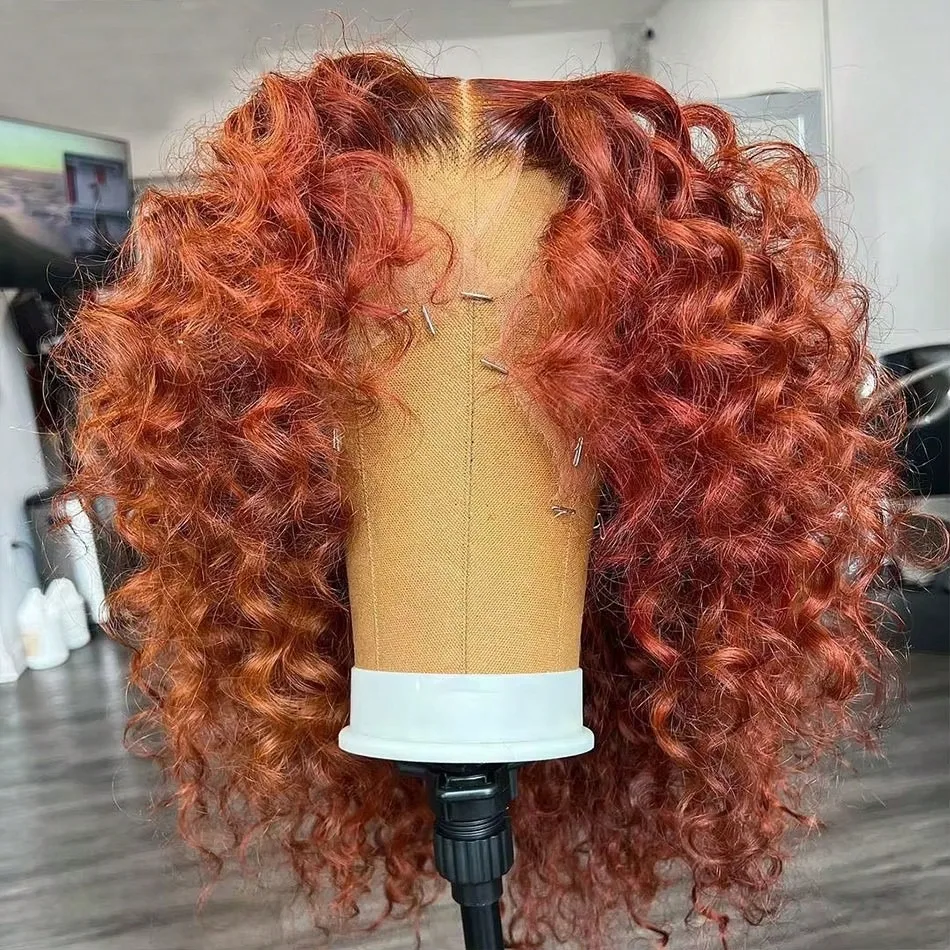 8-22Inch Deep Wave Bob Ginger Orange Lace Front Wigs Bob Human Hair Wig 14 Inch Orange13x4 Deep Wave Lace Frontal Bob Wigs Human 2