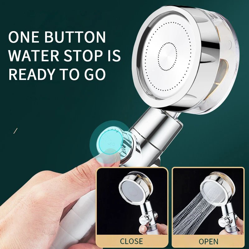 Shower Head Propeller Shower Head Water Saving Flow 360 Degrees Rotating With Fan ABS Rain High Pressure spray Nozzle