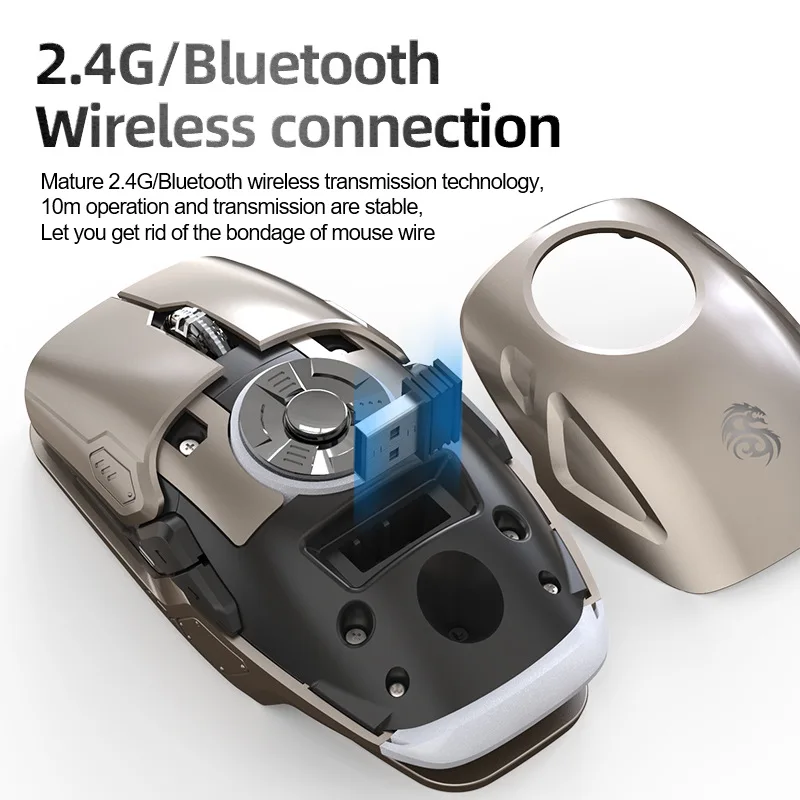 AULA H530 Wireless Mouse Four-Mode Decompress Charging Gyro Mouse Rotating Esports Gaming RGB Newest