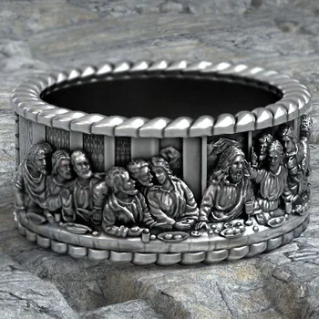16g The Last Supper Band Jesus Christ ang Twelwe Apostles Rings Customized 925 Solid Sterling Silver Rings Many Size 6-13 1