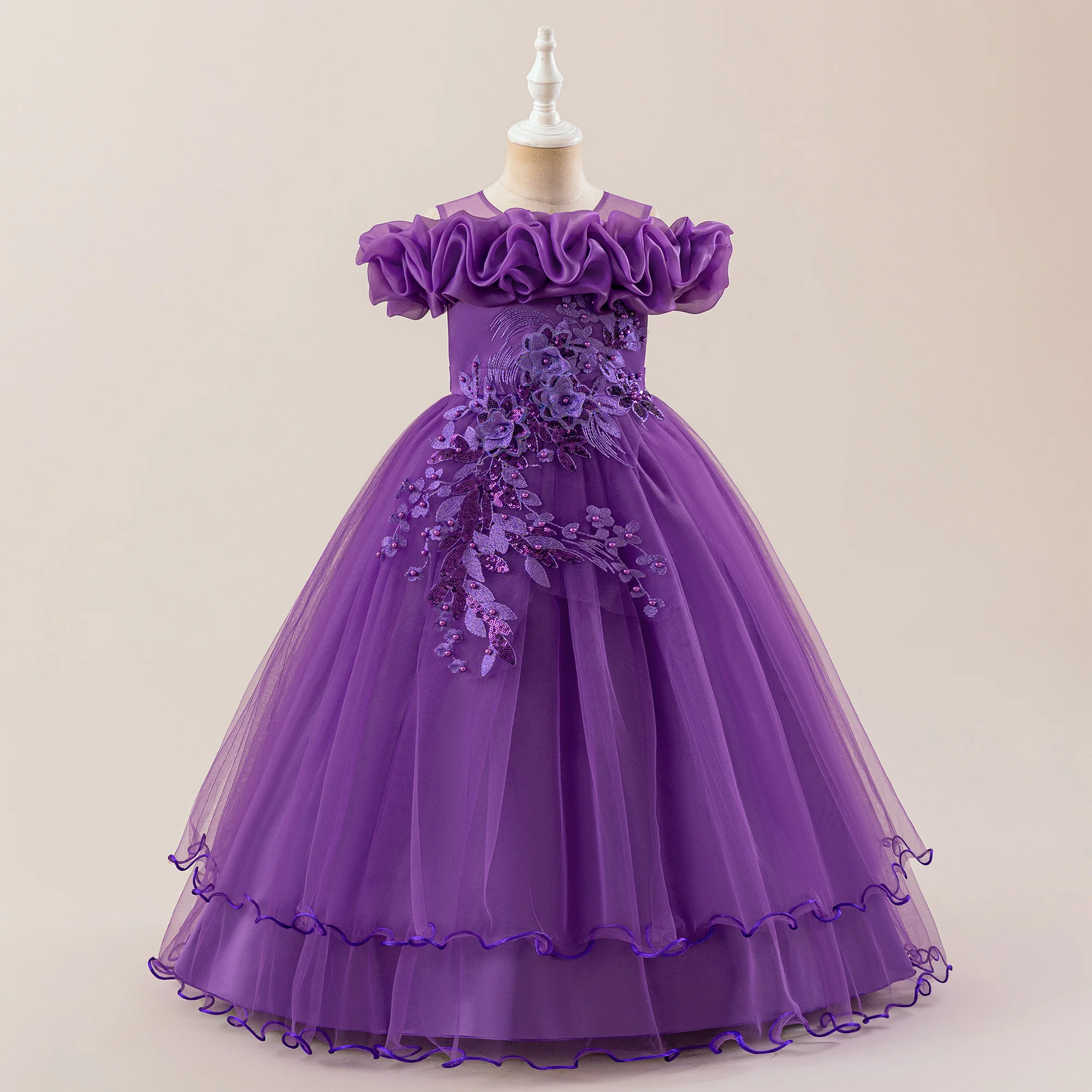 Elegant Pink Flower Girls Party Dress - Bridesmaid Ball Gown & Princess Dress