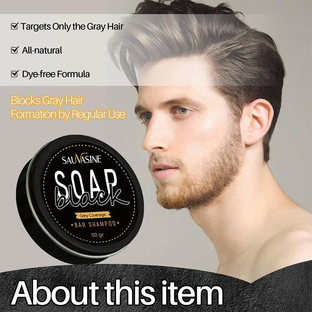 

Men's Gray Covering Shampoo 50g Hair Shampoo Soap Fast Conditioner Repair Body Natural Organic Dye White Color Gray Effecti I4O6