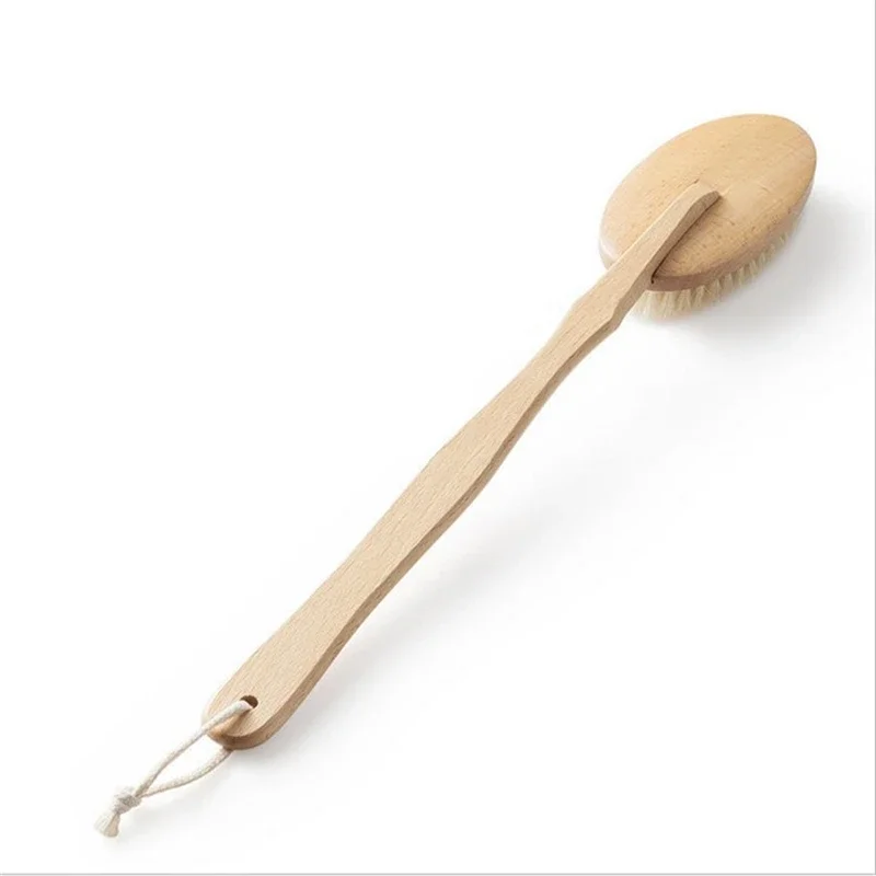 Bathroom Body Brushes Long Handle Bath Natural Bristles Brushes Exfoliating Massager With Wooden Handle Dry Brushing Shower Tool 5
