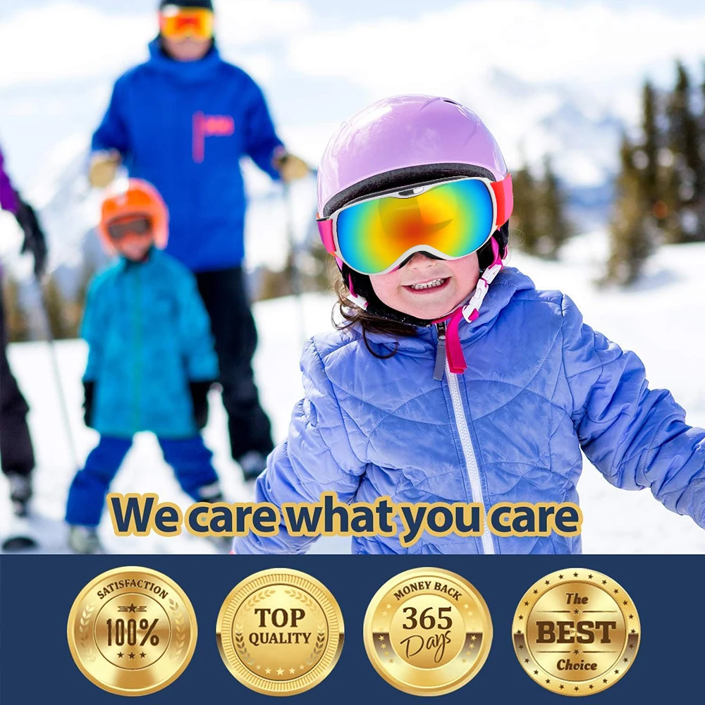 Kids Ski Goggles Snowboard Goggles Youth Snow Goggles Double Layer UV400 Toddler age 4-14 Anti-fog Eyewear Snow Sports Goggles 2