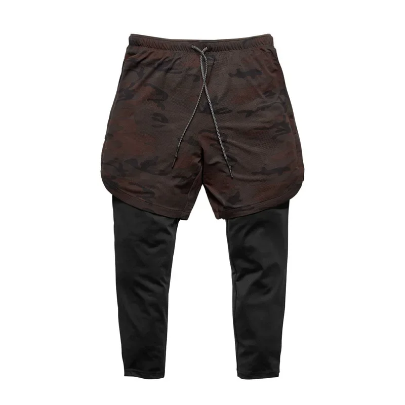 Men's Outdoor Casual Basketball Sports Pants Quick Dry Nine Points Shorts Two-In-One Running Fitness Long Trousers