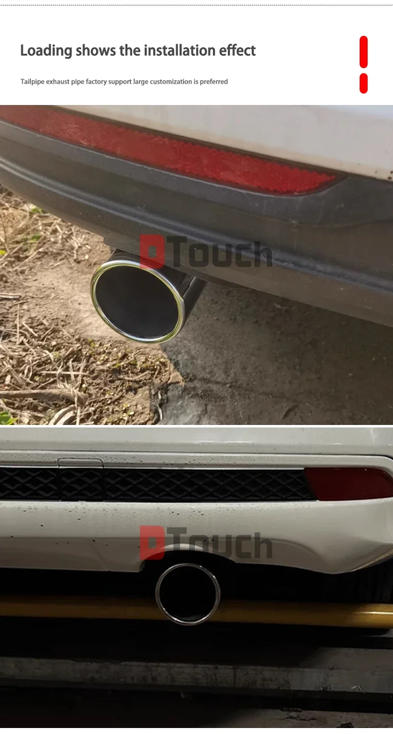 Edelstahl-Auspuffspitze, 63 mm/3,5 Zoll, 89 mm, verstellbar, universell passend für Auto, SUV, einzelne gerollte Kante, Auspuffrohrspitze mit angeschraubter Kante – Detail 4