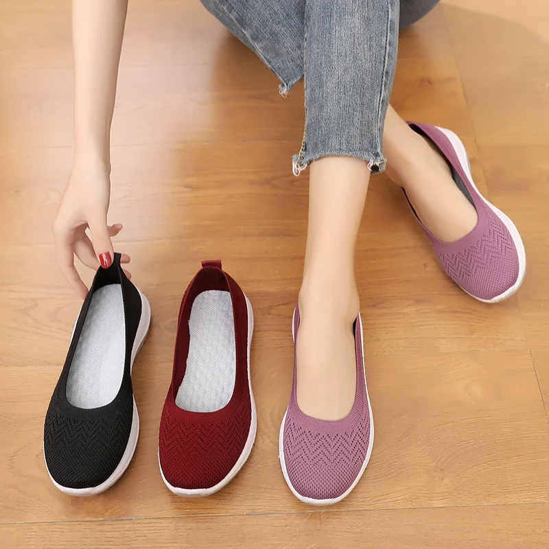 Women Slip on Mesh Flats Shoes Ladies Breathable Mom Casual Loafer New Autumn Female Light Comfort Flat Women Walking Shoes