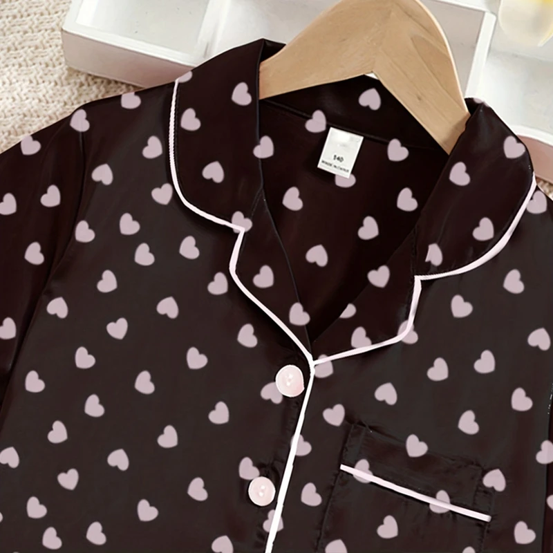 Girls' Simulated Silk Short Sleeved Home Clothes And Children's Pajamas