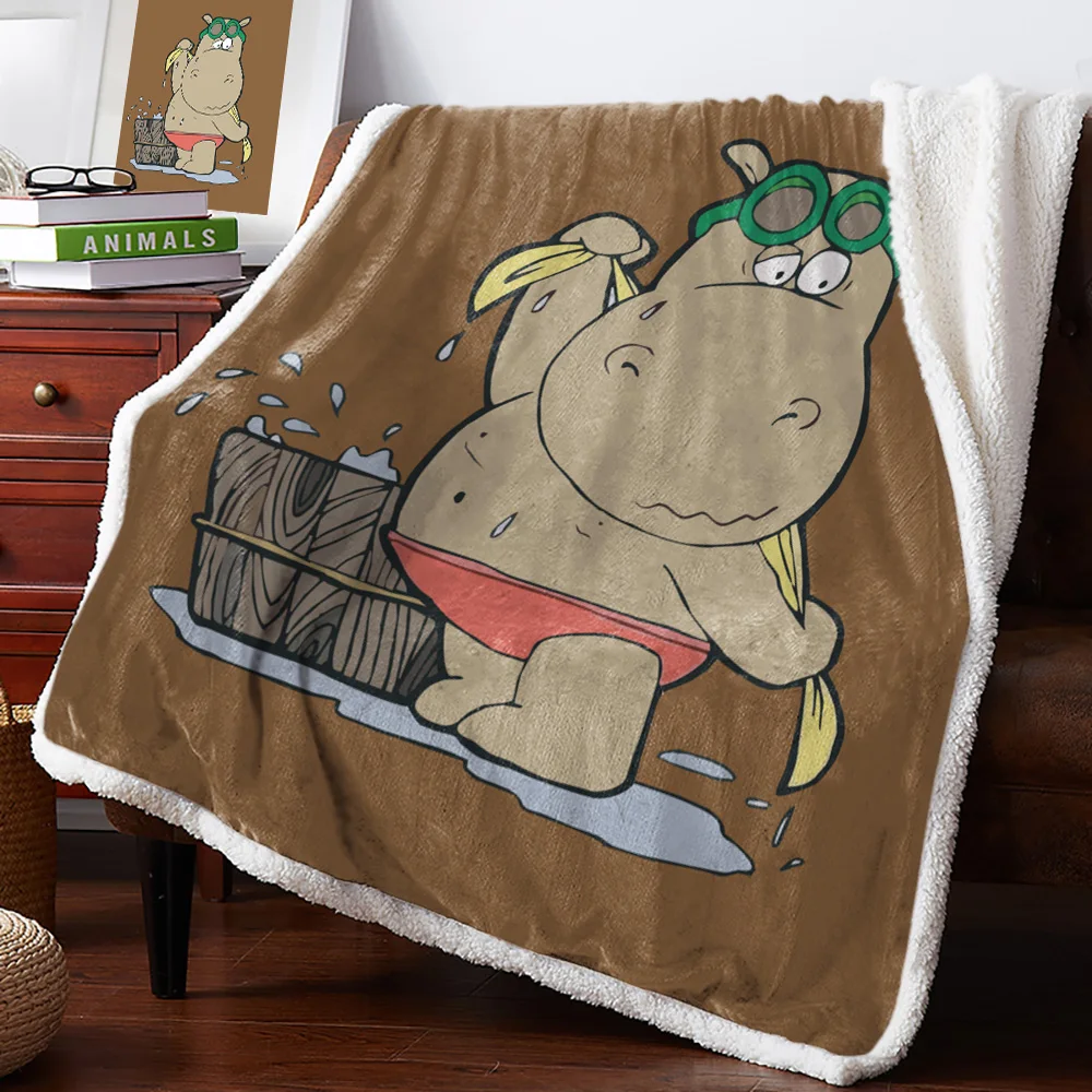 

Hippo Bathing Goggles Warm Soft Blanket Office Sofa Plush Blanket Bedspreads Quilt Drop Ship