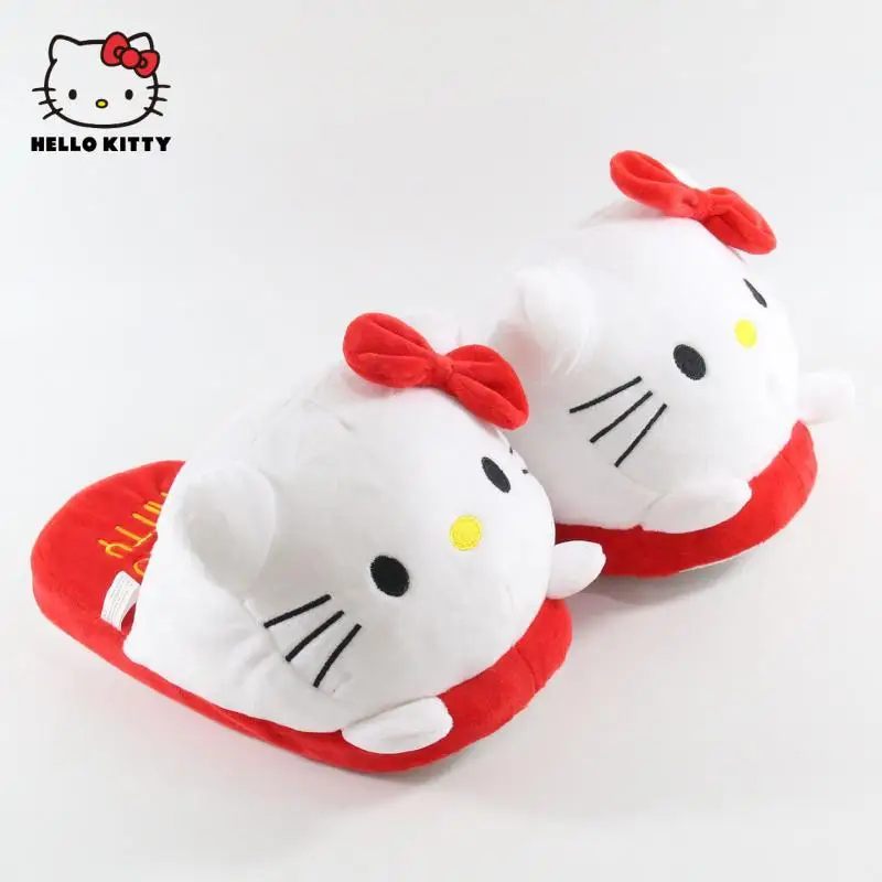 

Симпатичные Зимние тапочки Sanrio с героями мультфильмов Hello Kitty, парные теплые очень мягкие флисовые Симпатичные Модные хлопковые тапочки