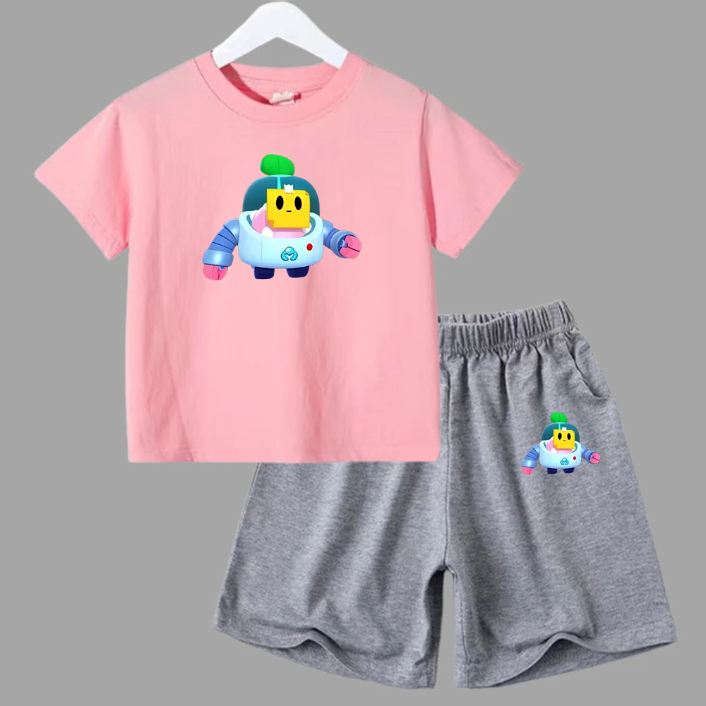thumbnail image 1 of Conjuntos deportivos de verano para niños, camisetas de manga corta y pantalones de lucha de anime, conjuntos para niños y niñas de 3 a 13 años, 1 of 5