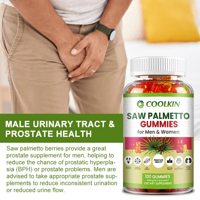 Saw Palmetto Hormone Balance Gummies for Men's Prostate Urinary Tract and Bladder Health Hair Growth