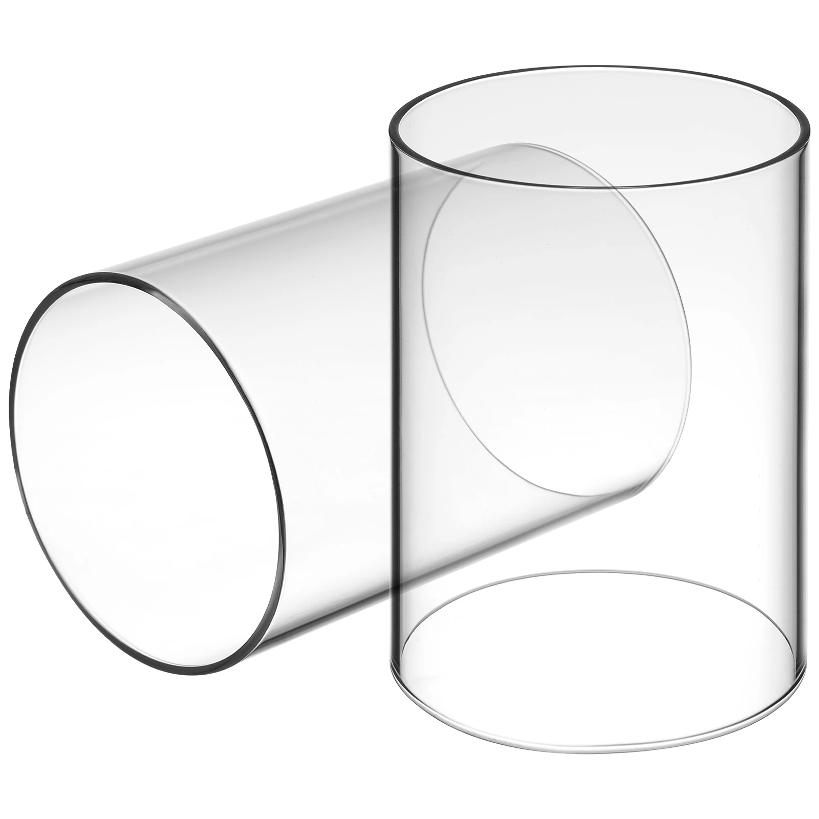 Glass Covers Glass Candleholder Tube Shade Open Flame Chimney Tube Cover Open Ended Shade 2PCs Candle Holders