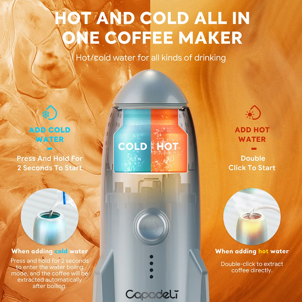 휴대용 에스프레소 커피 머신 3in 1 Fit 네스프레소 캡슐 커피 파우더 자동차 및 여행용 충전식 전기 커피 메이커