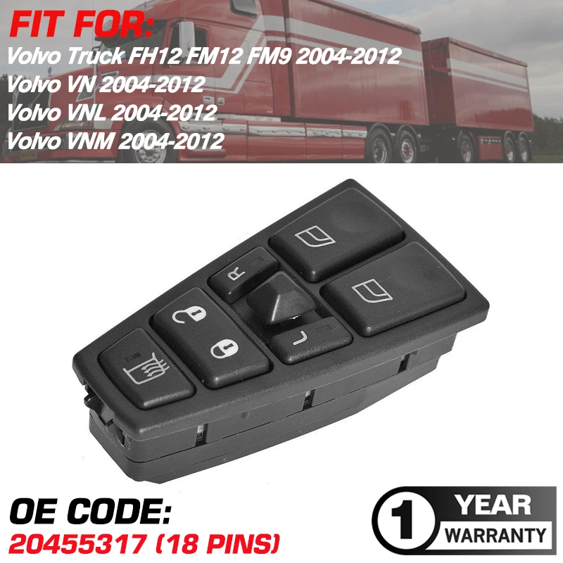 Pulsante Interruttore Di Controllo Alzacristallo Elettrico 20455317 Per Camion Volvo Fh12 Fm12 Fm9 Vn Vnl Vnm 2004-2012 20752918 20452017
