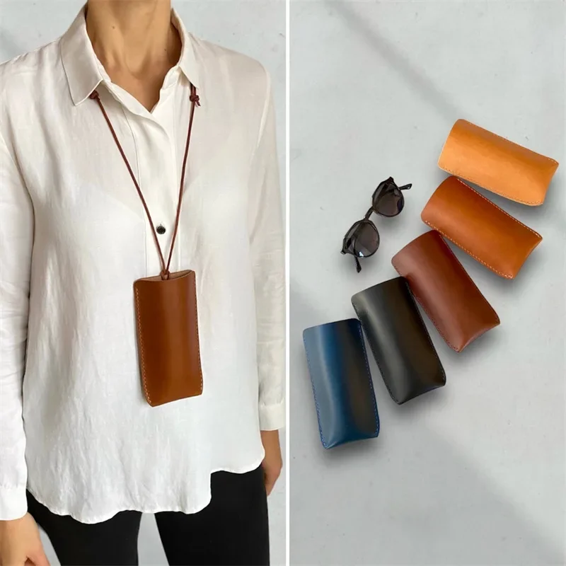 Brillenetui Leder Mit Halsband - Tragbare Brillentasche Für Unterwegs