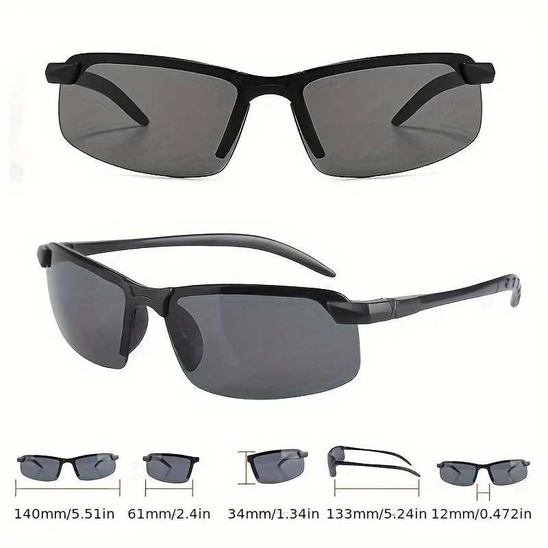 Night Vision Sunglasses Driving Glasses 2PCS Pro Night Vision Driving Glasses Enhanced Visibility Semi-Rimless Design UV400 Protective Comfort for Night Driving