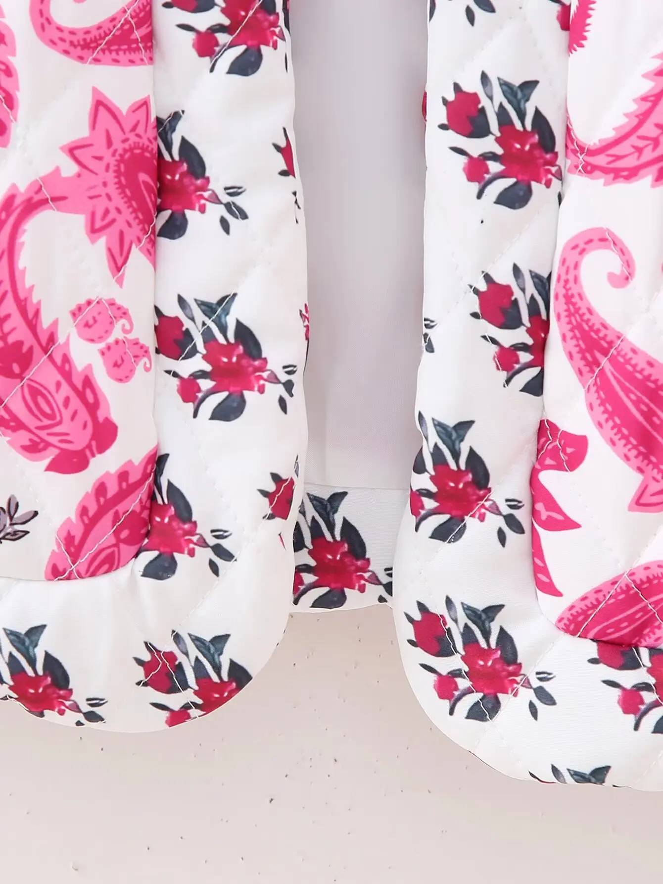 Women Elegant  Pink Flower Short Vest Female Sleeveless Warm Cardigan Vest Autumn Winter Lady Vintage High Streetwear Print Tops