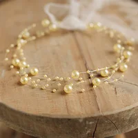 Ylsteed Newborn Photography Accessories Handmade Pearl Headband for Photo Shoot Infant Photo Props 4