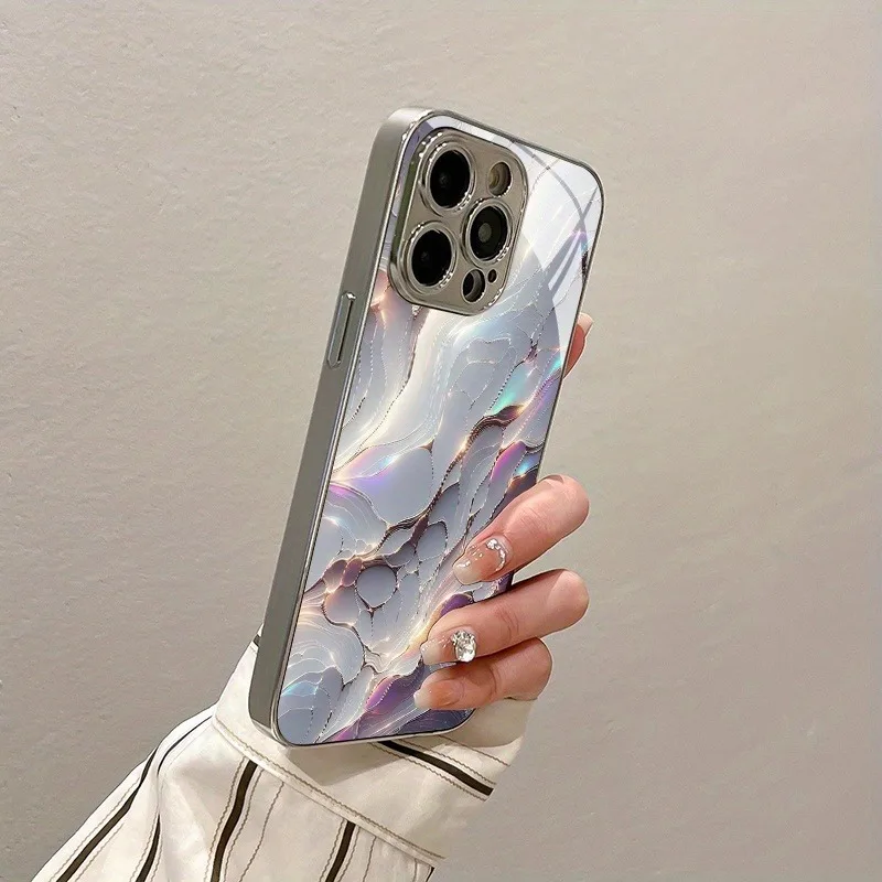 Vibrant Marble Electroplated Phone Case - Fashion-Forward Design