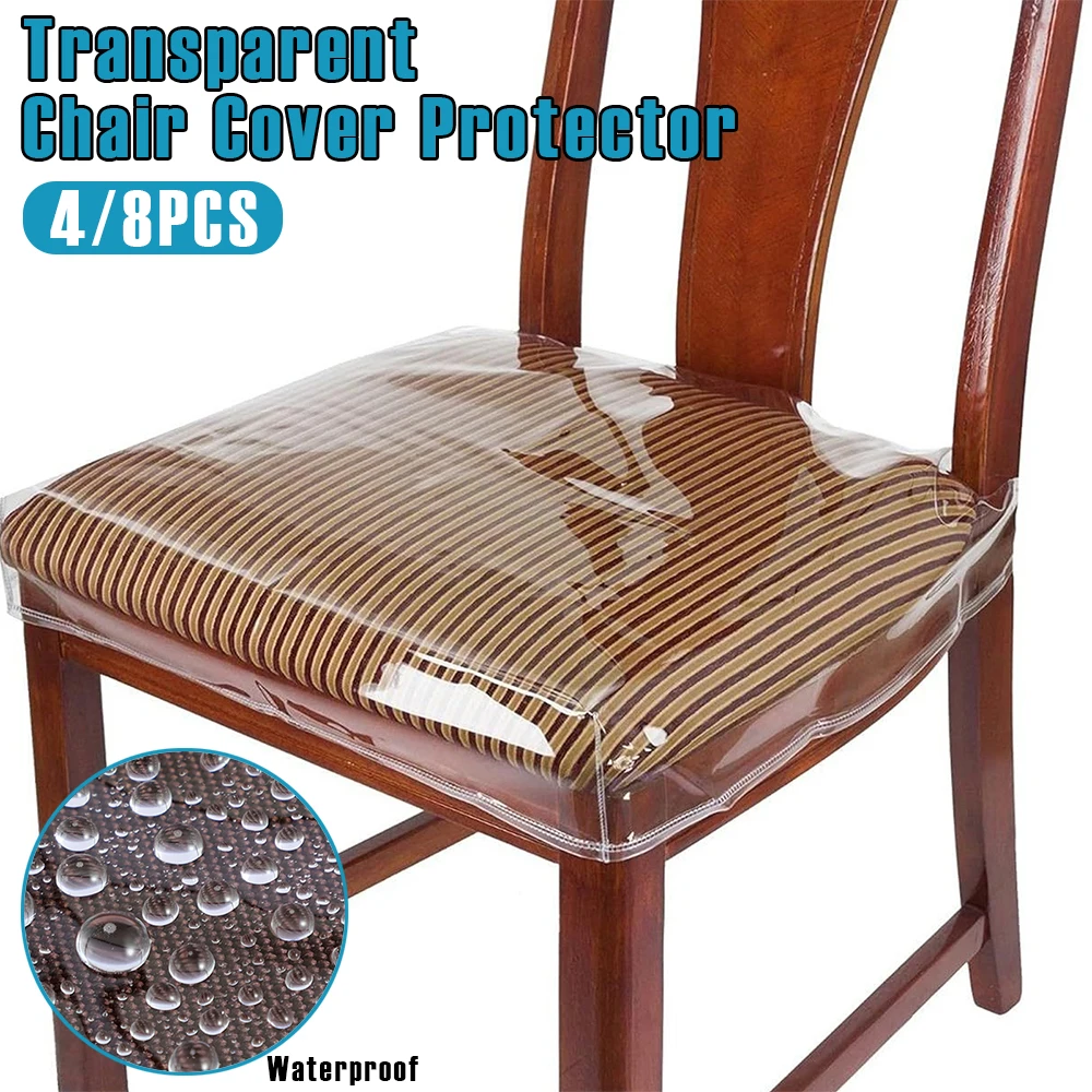 Ubuy Clear Plastic Chair Seat Covers 4/8Pcs Transparent Chair