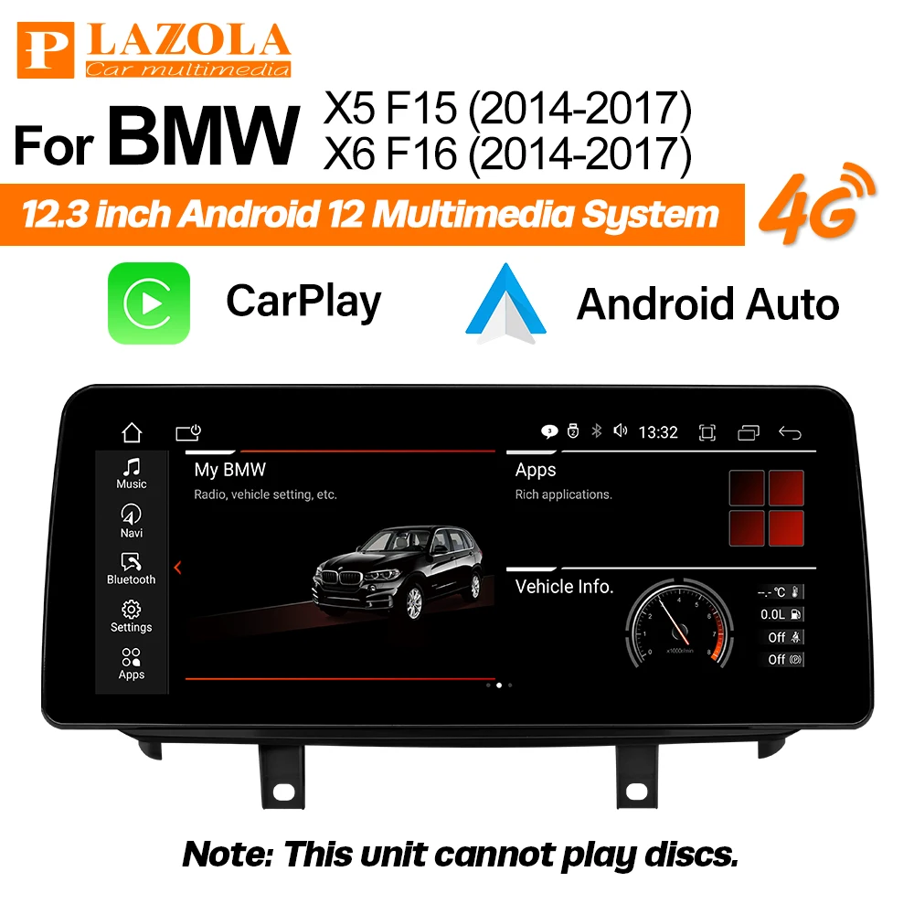 

Android 12 Android авто для BMW X5 F15 X6 F16 Автомобильный мультимедийный 12,3 дюймовый IPS экран аудио стерео IPS Беспроводные аксессуары для CarPlay