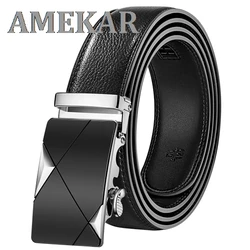 2021 Men Belt Male Genuine Leather Strap Belts For Men Top Quality Automatic Buckle black Belts Cummerbunds cinturon hombr