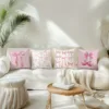 Pink bow cherry pattern printed pillowcase, soft and comfortable, sofa cushion cover, suitable for all kinds of rooms and places 2