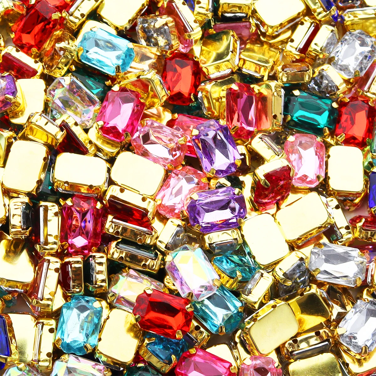 30 Stück Edelstahl quadratische Strass Gold Krallenperlen Acryl Vierloch Krallenperlen für Hochzeitskleid Kleidung Handwerk Schmuckzubehör – Detail 8