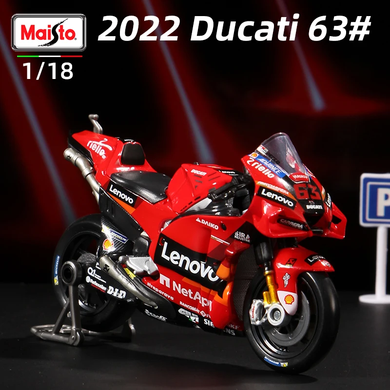 Maisto 1:18 2022 Winner Ducati Lenovo Team Racing #63 Francesco Bagnaia Licensed Alloy Motorcycle Model Toy Collection Gift