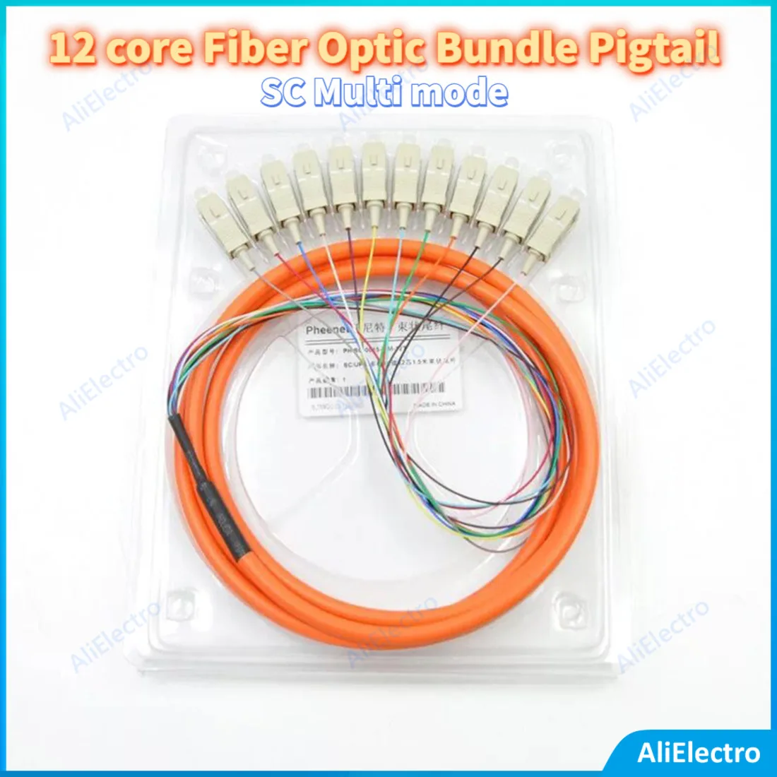 Alta Qualità Sc 12 Core Fibra Ottica Bundle Pigtail Multi Mode Fibra Ottica Mm Om1 62.5/125 Sc 1-3 Metri 1 Pcs5Pcs Nave Libera